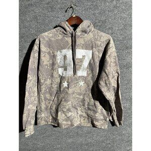 Urban Outfitters Hoodie Sweatshirt Mens Small Gray Camo 97 Graphic Fleece Logo